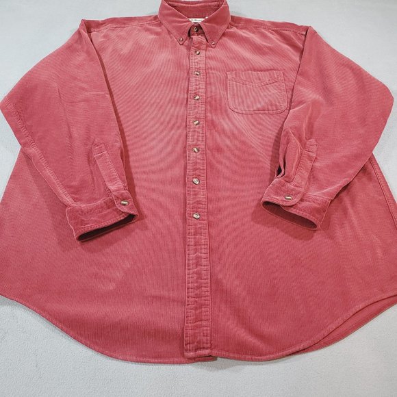 LL Bean Corduroy Shirt Mens XL Tall Red Button Down Long Sleeve Classic Comfort - Picture 3 of 12